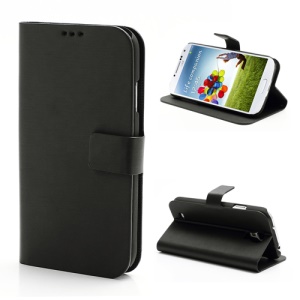 Cross Grain Folio Leather Stand Case for Samsung Galaxy S 4 IV i9500 i9505 - Black