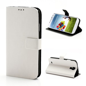 Cross Grain Folio Leather Stand Case for Samsung Galaxy S4 S IV i9500 i9505 - White