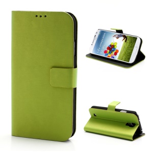 Cross Grain Folio Leather Stand Case for Samsung Galaxy S4 S IV i9500 i9505 - Green