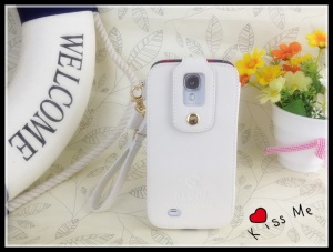 Klogi Leather Case Cover w/ Detachable Hand Strap for Samsung Galaxy S4 i9500 i9502 i9505 - White