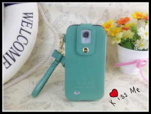 Klogi Leather Case Cover w/ Detachable Hand Strap for Samsung Galaxy S4 i9500 i9502 i9505 - Baby Blue
