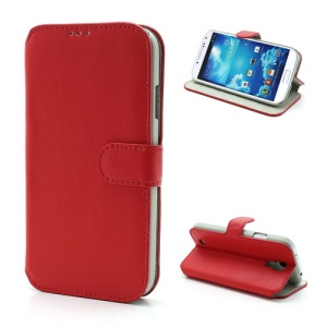 South Korea Leather Flip Case with Card Slots &amp; Stand for Samsung Galaxy S4 S IV i9500 i9505 i9502 - Red