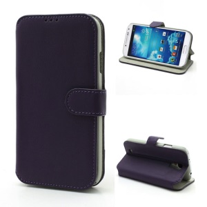 South Korea Leather Flip Case with Card Slots &amp; Stand for Samsung Galaxy S4 S IV i9500 i9505 i9502 - Purple
