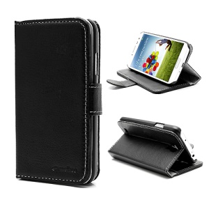 Melkco Folio Leather Credit Card Wallet Case w/ Stand for Samsung Galaxy S 4 IV i9500 i9505 - Black