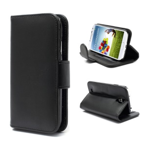 Horizontal Folio Leather Wallet Case for Samsung Galaxy S4 S IV i9500 i9505 - Black