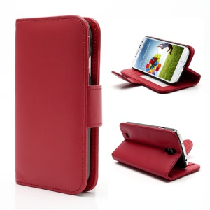 Folio Leather Wallet Stand Case Cover for Samsung Galaxy S4 S IV i9500 i9505 - Red