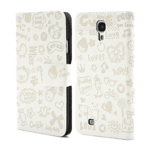 Cute Cartoon Lopez Flip Leather Cover for Samsung Galaxy S 4 IV i9500 i9505 - White