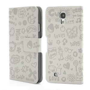 Cute Cartoon Lopez Flip Leather Case Cover for Samsung Galaxy S4 IV i9500 i9505 - Grey