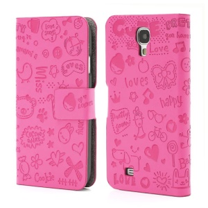 Cute Cartoon Lopez Flip Leather Case for Samsung Galaxy S4 S IV i9500 i9505 - Rose