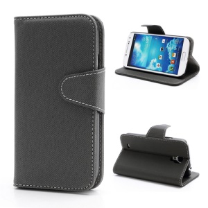 Diagonal Lines Fabric Leather Flip Wallet Stand Case for Samsung Galaxy S4 S IV i9500 i9505 - Grey