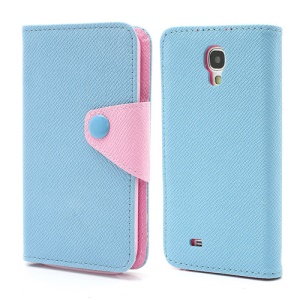 Two-color Leather Magnetic Case Cover Accessories for Samsung Galaxy S4 S IV i9500 i9505 - Blue / Pink