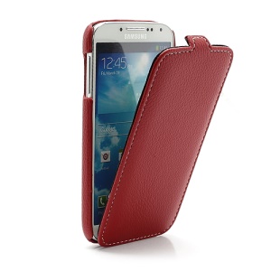 Luxury Melkco Vertical Leather Flip Cover for Samsung Galaxy S4 IV i9500 i9505 - Red