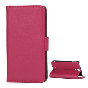 Lychee Grain Folio Wallet Leather Cover with Stand for Sony Xperia V LT25i - Rose
