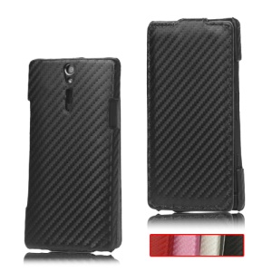Carbon Fiber Leather Case Cover for Sony Xperia S LT26i LT26a / Nozomi