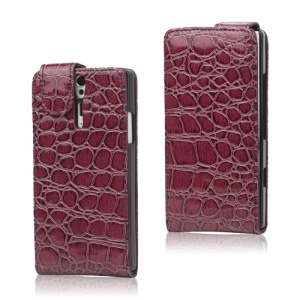 Crocodile Leather Case Cover for Sony Xperia S LT26i LT26a / Nozomi - Purple