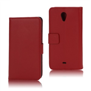 Litchi Leather Wallet Stand Case for Sony Xperia T LT30p LT30i Mint - Red