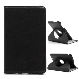 360 Degree Rotary Stand Litchi Leather Case Cover for Asus MemoPad ME172V - Black