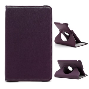 360 Degree Rotary Litchi Leather Case Shell w/ Stand for Asus MemoPad ME172V - Purple
