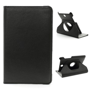 360 Degree Rotary ASUS Fonepad ME371 Litchi Leather Case Stand with Elastic Strap - Black