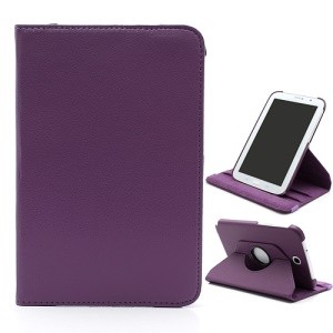 Rotary Litchi Samsung Galaxy Note 8.0 N5100 N5110 Leather Stand Case w/ Elastic Strap and Sleep / Wake-up Function - Purple