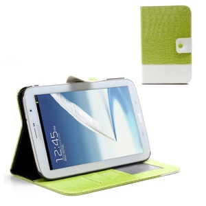 Two-tone Croco Leather Wallet Case for Samsung Galaxy Note 8.0 N5100 N5110 - White / Mint Green
