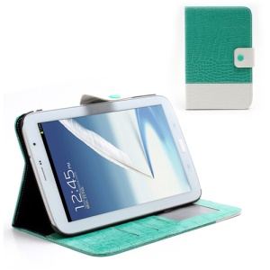 Two-tone Croco Leather Wallet Case for Samsung Galaxy Note 8.0 N5100 N5110 - White / Green
