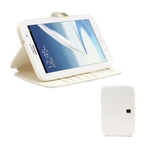 Crazy Horse Folio Leather Magnetic Case Stand for Samsung Galaxy Note 8.0 N5100 N5110 - White