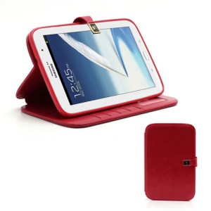 Crazy Horse Folio Leather Magnetic Case Stand for Samsung Galaxy Note 8.0 N5100 N5110 - Red