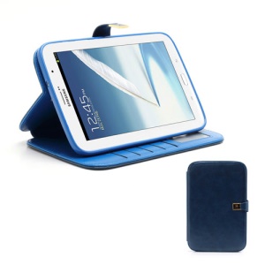 Crazy Horse Folio Leather Magnetic Case Stand for Samsung Galaxy Note 8.0 N5100 N5110 - Dark Blue