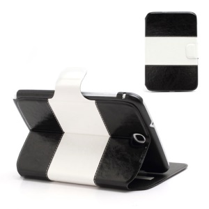 Two-color Magnetic Leather Flip Case Stand for Samsung Galaxy Note 8.0 N5100 N5110 - White / Black