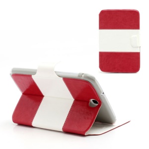 Two-color Magnetic Leather Flip Case Stand for Samsung Galaxy Note 8.0 N5100 N5110 - White / Red