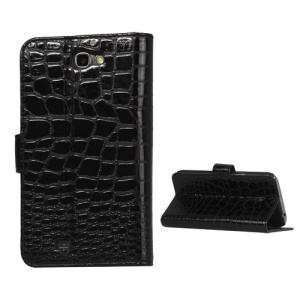 Crocodile Leather Wallet Case Cover for Samsung Galaxy Note II N7100 - Black