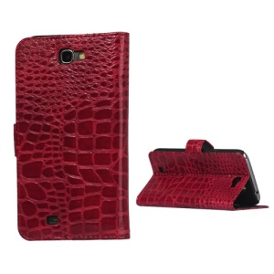 Crocodile Leather Wallet Case Cover for Samsung Galaxy Note II N7100 - Red
