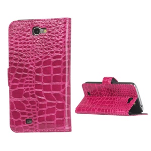 Crocodile Leather Wallet Case Cover for Samsung Galaxy Note II N7100 - Rose