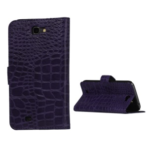 Crocodile Leather Wallet Case Cover for Samsung Galaxy Note II N7100 - Purple