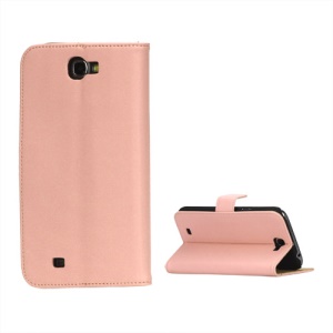 Genuine Split Leather Wallet Stand Case for Samsung Galaxy Note II N7100 - Pink