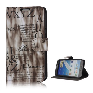 Streamer English Letters Leather Wallet Stand Case for Samsung Galaxy Note 2 / II N7100 - Coffee