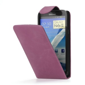 Glossy Leather Vertical Flip Case Cover for Samsung Galaxy Note 2 / II N7100 - Pink