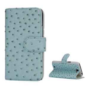 Ostrich Grain Soft Leather Credit Card Wallet Stand Case for Samsung Galaxy Note 2 / II N7100 - Light Green