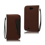 Leather Wallet  Stand Case for Samsung Galaxy Note II N7100 - Brown
