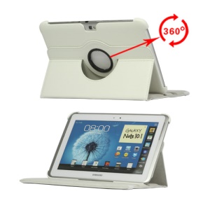 360 Degree Rotary Leather Case for Samsung Galaxy Note 10.1 N8000 N8010 - White