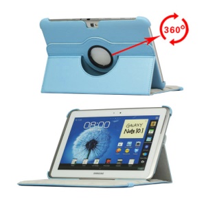 360 Degree Rotary Leather Case for Samsung Galaxy Note 10.1 N8000 N8010 - Light Blue