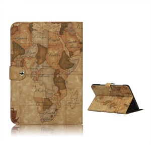 World Map Leather Stand Case for Samsung Galaxy Note 10.1 N8000 N8010 - Brown