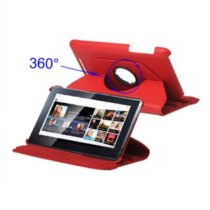 New 360 Degree Rotary Leather Case for ASUS Google Nexus 7 - Red
