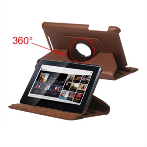 New 360 Degree Rotary Leather Cover for ASUS Google Nexus 7 - Brown