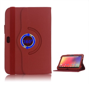 360 Degree Rotary Leather Stand Case for Samsung Google Nexus 10 - Red
