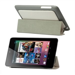 4 Fold Leather Stand Case for ASUS Google Nexus 7 - White