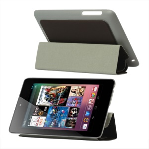 4 Fold Leather Stand Case for ASUS Google Nexus 7 - Brown