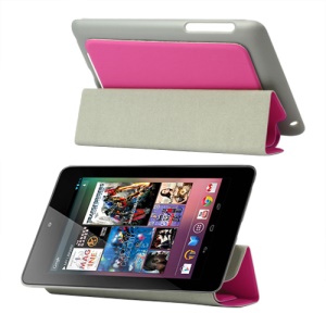 4 Fold Leather Stand Case for ASUS Google Nexus 7 - Rose