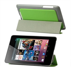 4 Fold Leather Stand Case for ASUS Google Nexus 7 - Green